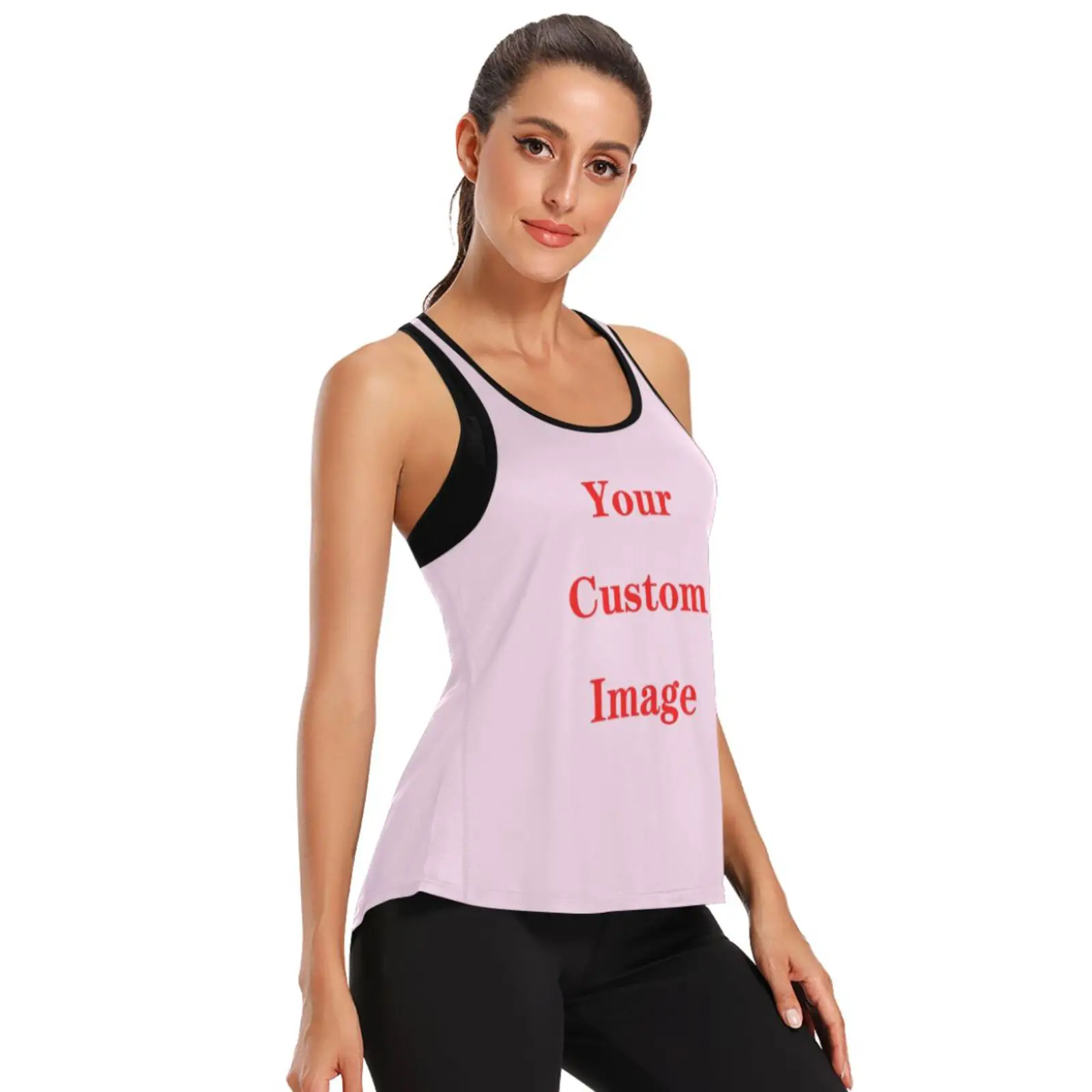 2023 Gym Tops Women's Sports Top Custom images Backless Shirts Sleeveless Yoga Tops Fitness Running Quick Dry Tank Crop Top