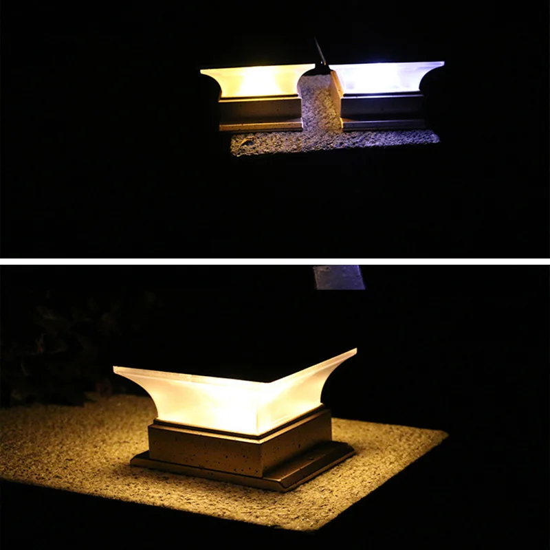 4 Inch Solar Post Cap Light 0 75w High Bright LED Ip44 Waterproof Solar Panel For Garden Fence Pathway Yard Decoration Props