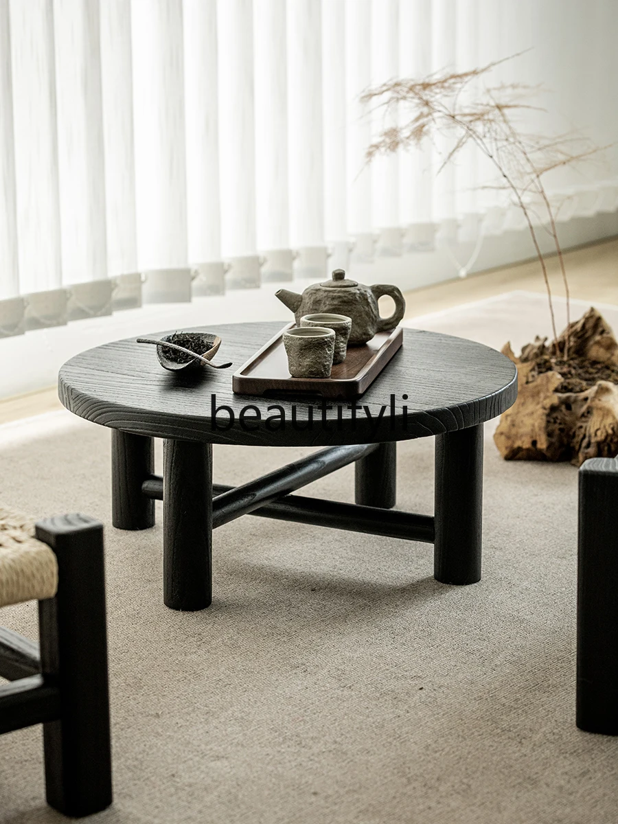

Wabi-Sabi Style Bay Window Small Tea Table Modern Small Apartment Home Use Solid Wood Kang Table Bedroom Tatami Tea Table