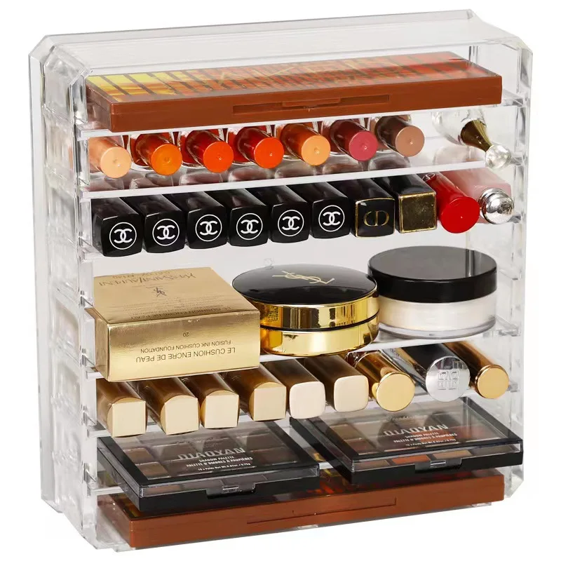 Large Capacity Makeup Organizer: Fits Eyeshadow Palette, Lipsticks, Powders, Blushes and Skincare Products in Clear Acrylic Box