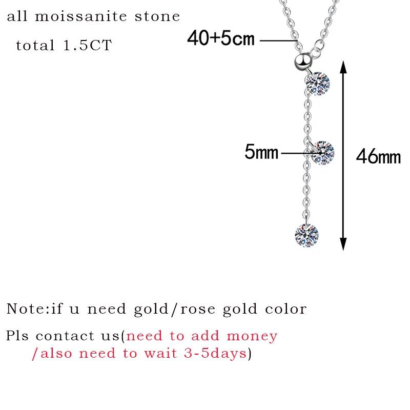 Smyoue 5 مللي متر جميع مويسانيتي قلادة قلادة للنساء تألق مختبر كلاسيكي خلق سلاسل الماس 925 فضة مجوهرات #5