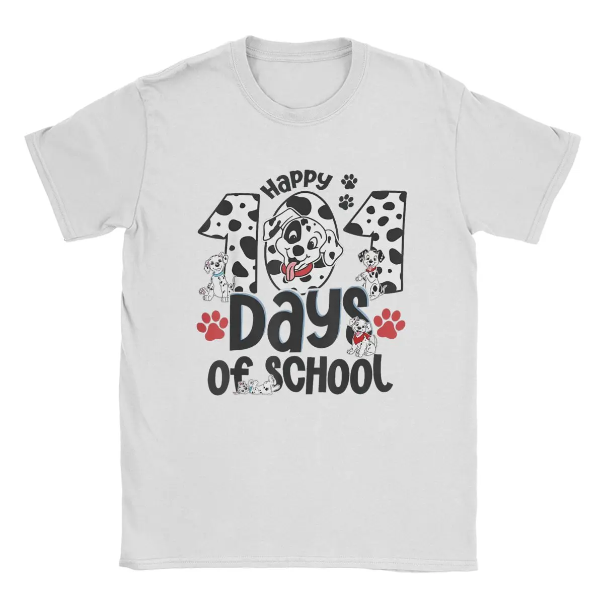 101 Days Of School Dalmatian Dog Men's T Shirts Happy Dogs Cool Tee Shirt Short Sleeve Crew Neck T-Shirts 100% Cotton Gift merch