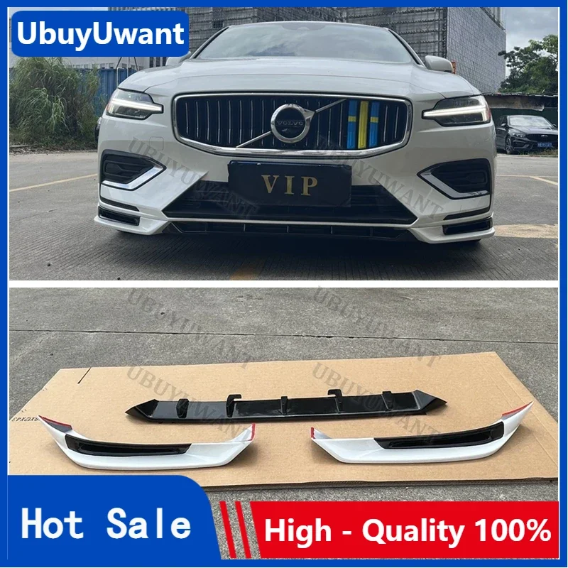 3 Pcs Front Bumper Lip Trunk Protector For Volvo NEW S60 V60 (Only For SPORT Style) 2020-2025 Car Styling PU Unpainted Color