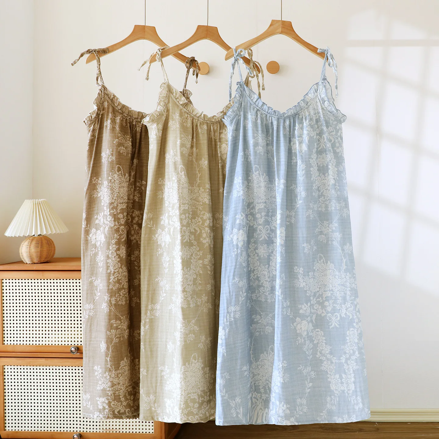 

Sexy Nightdress Sleepwear Women's Pajamas Floral Cotton Night Dress Nightwear Woman Summer Sleeveless Home Dress Nightgown