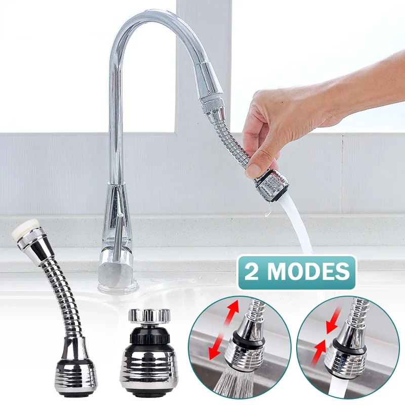 1PC 360 ° Swivel Faucet Extender Water Tap Aerator Nozzle Bubbler 2 Modes Water Saving Sprayer Filter ABS Kitchen Accessories