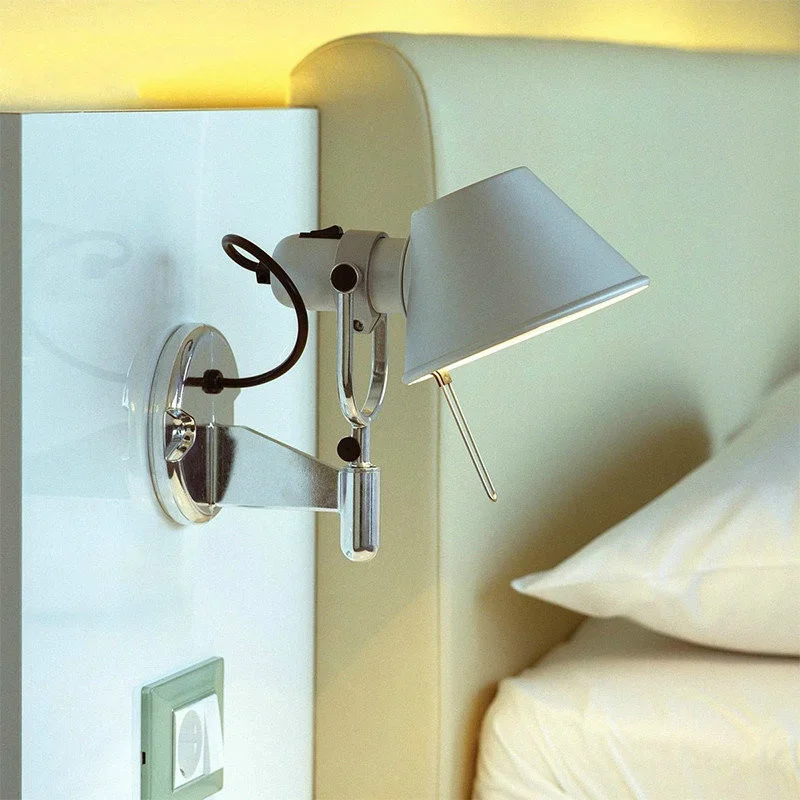 Nordic Aluminium Silver Bedside Wall Lamp Adjustable Head Bedroom Living Room Led Wall Lamp Study Reading Light Fixture