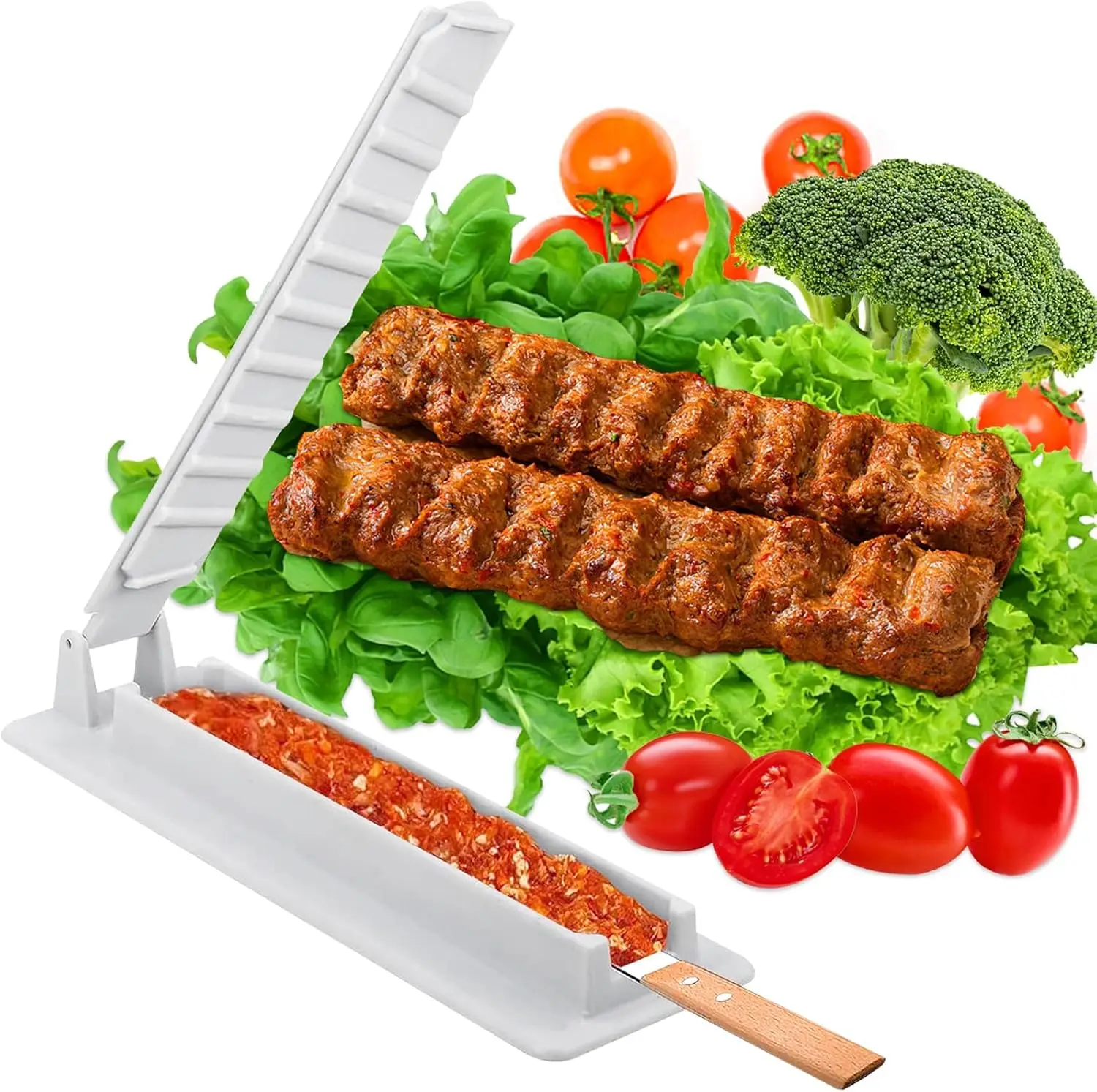 Bbq Meat Skewer Machine Kebab Press Maker Reusable Manual Kebab Mould Kebab Preparation Bbq Tool For Meat Vegetable Grilling Bbq