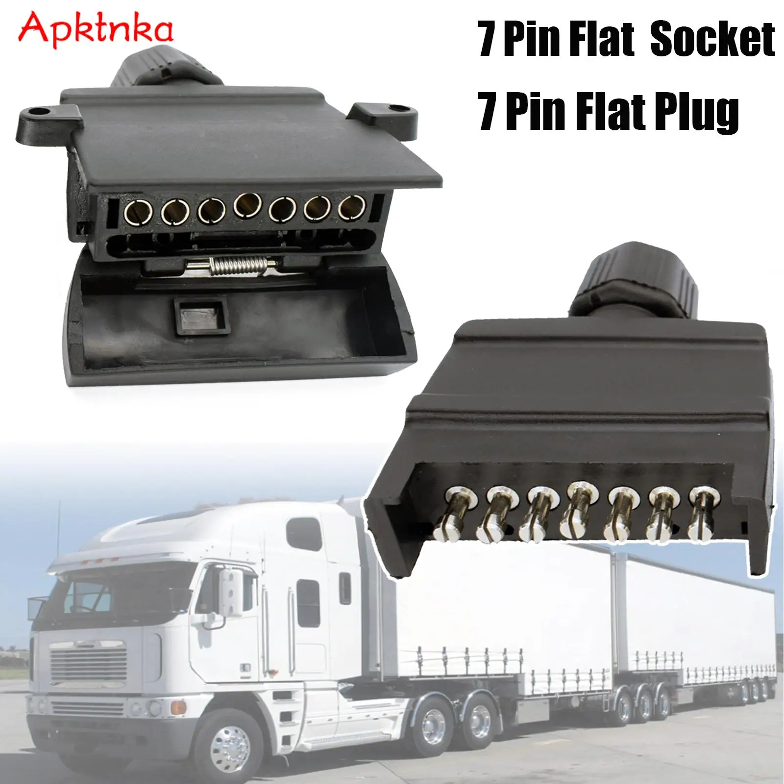 7 Pin Flat Trailer Plug Male Female Socket Boat Portable Caravan Adaptor Connector Plug Socket Set Vehicle Accessories Car Parts