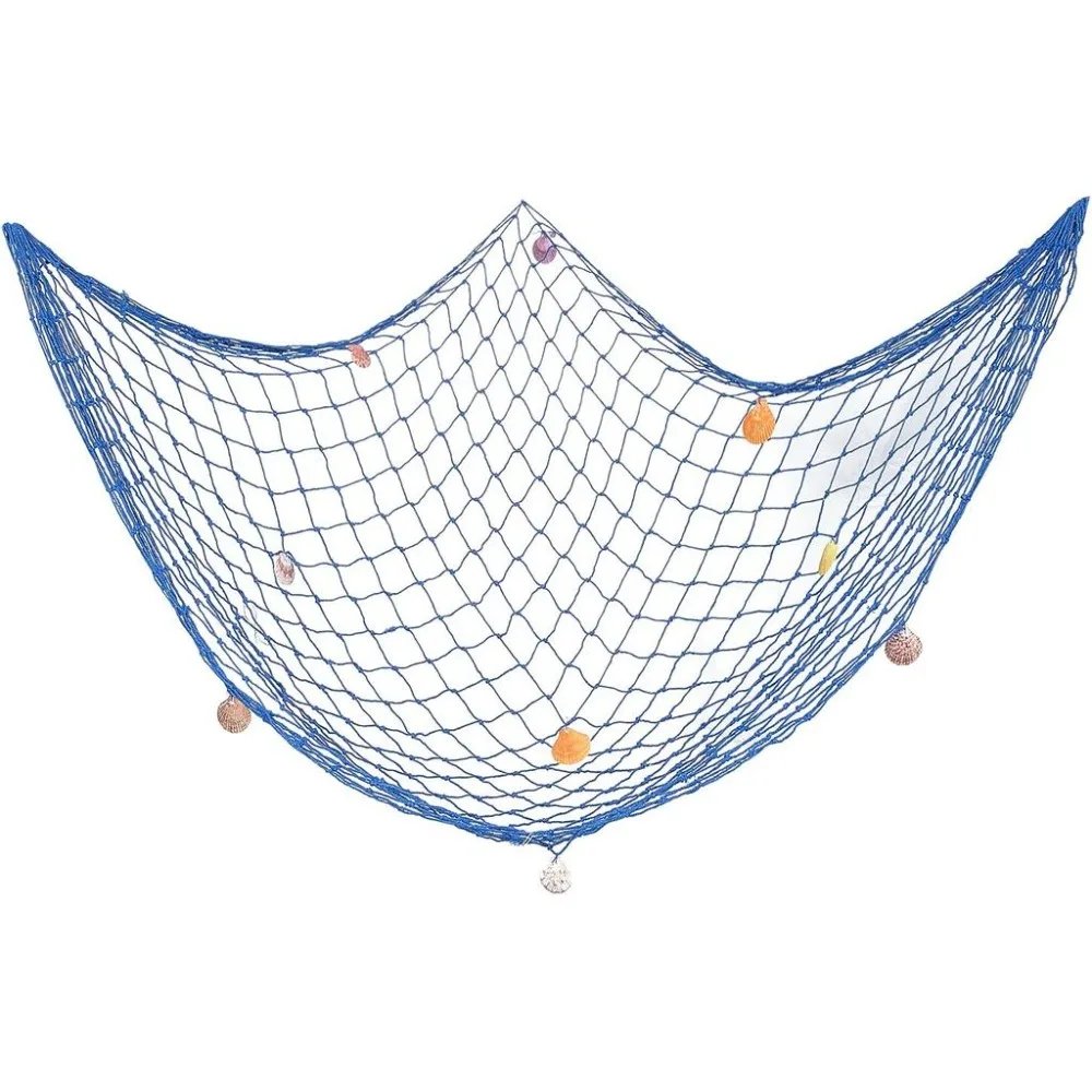 1PCS 79x40 Inches Decorative Fishing Net Wall Decor with Seashells Beach Theme Decor for Party Home Bedroom Mediterranean