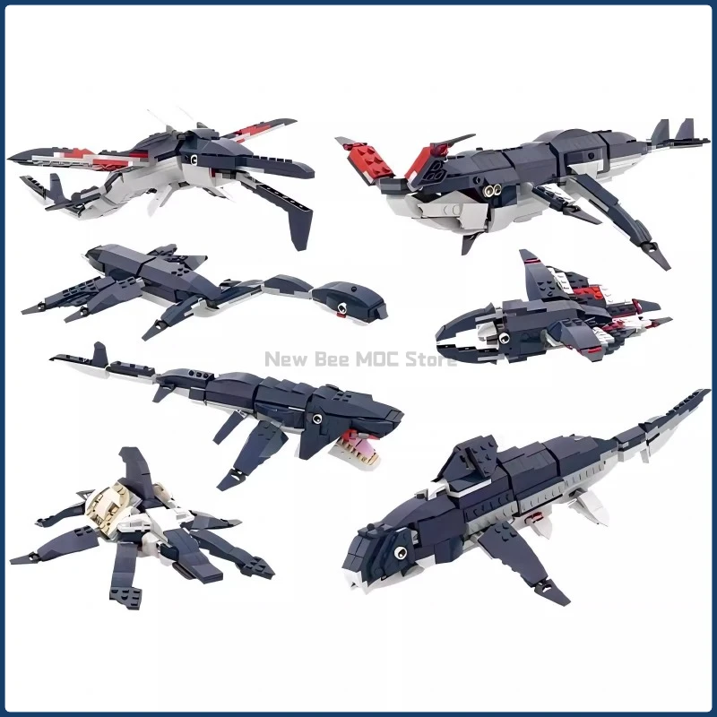MOC Unterwasser-Subnauticus-Monster Meeresorganismus Bausteine Megalodon Hai Meeresschildkröte Tiermodell Kinderspielzeug Geburtstagsgeschenk – Detail 1