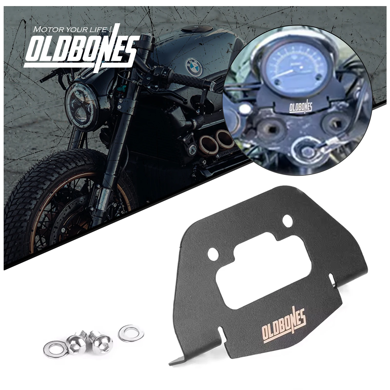 For BMW K100 K75 K 100 Stainless Steel Cafe Racer Speedometer Bracket Black Spray Base Powder Coating Motorcycle Modification