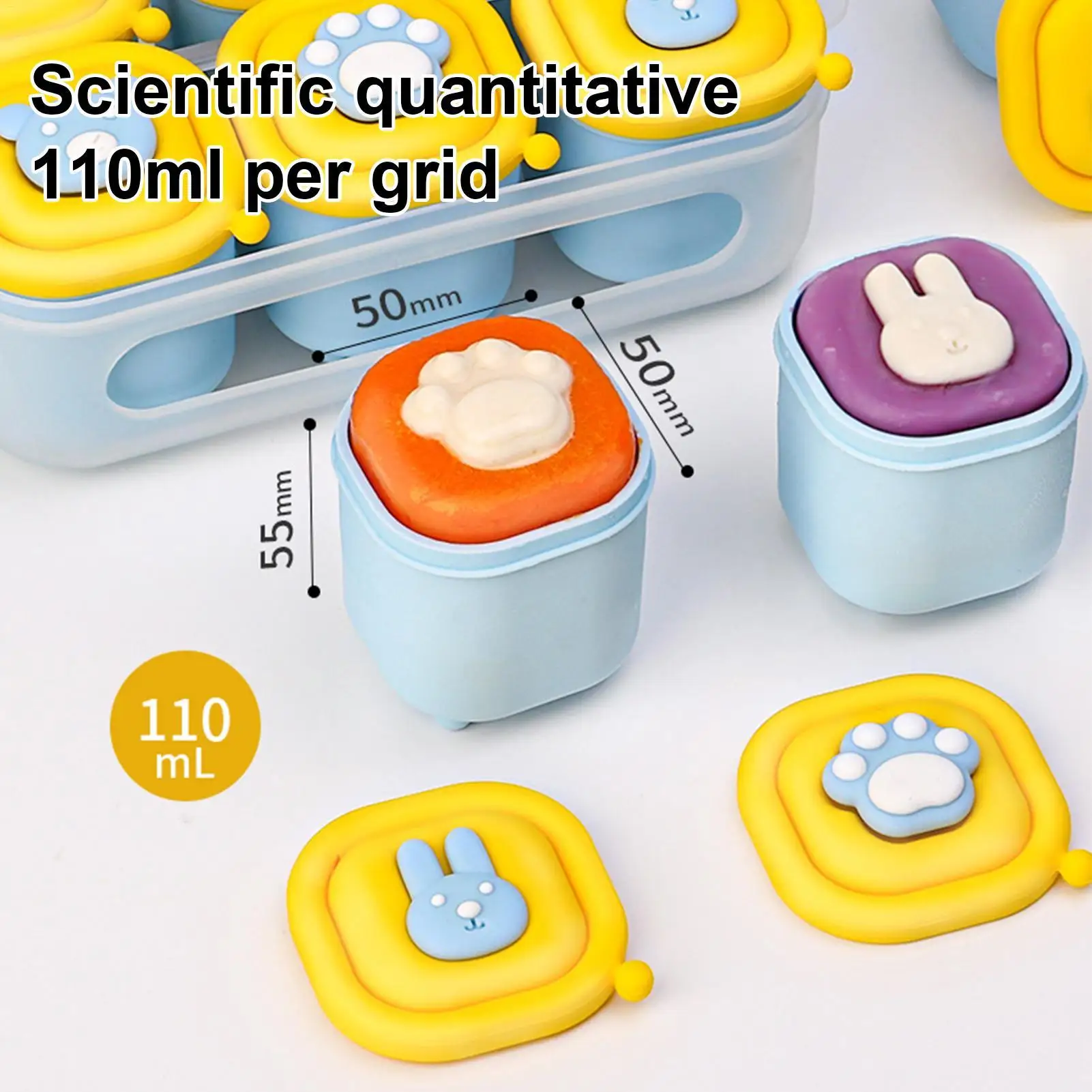 

Baby Food Trays For Freezing 6 Cavity Silicone Ice Molds For Baby Food Anti-Slip Textures Breastmilk Organizer Container