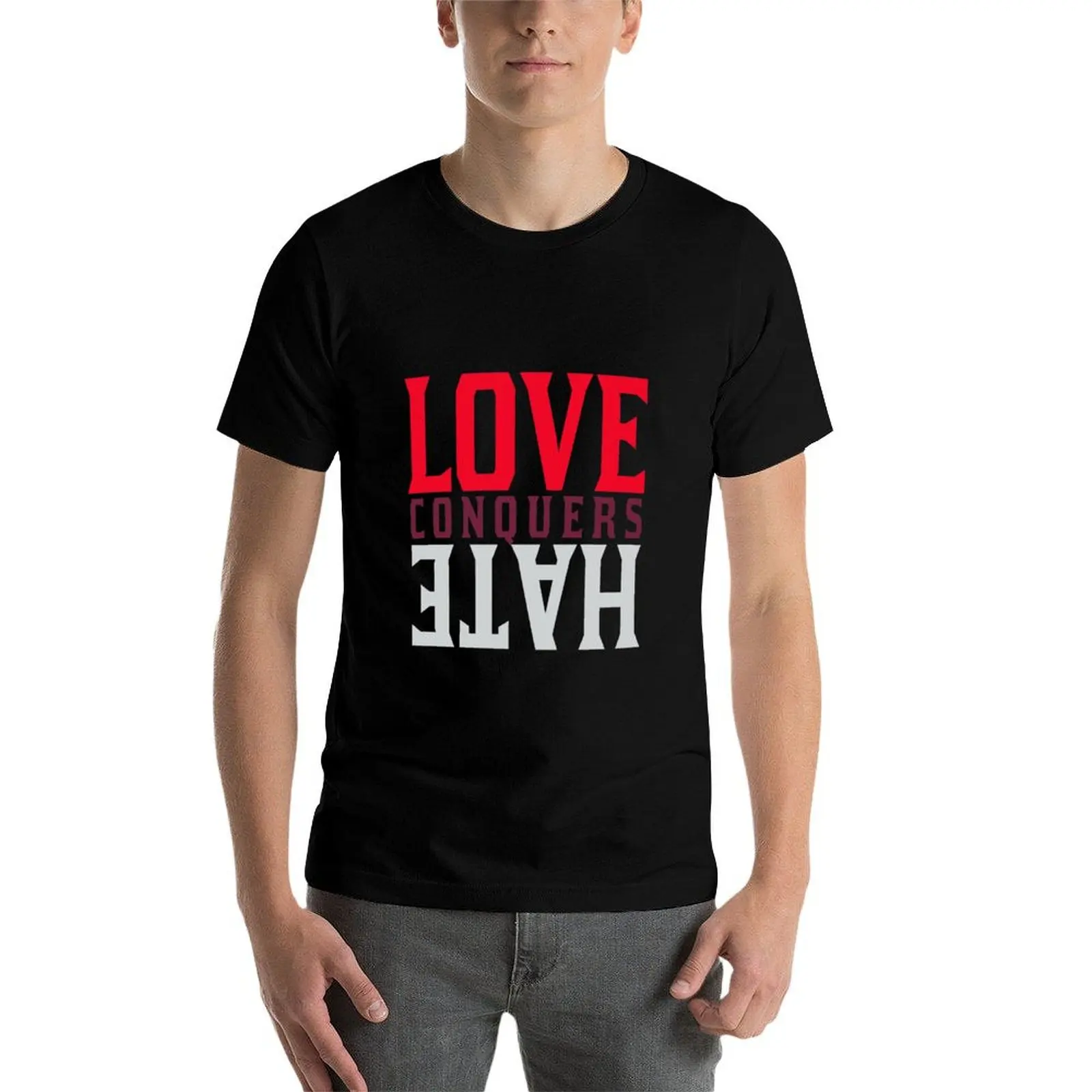 

love conquers hate shirt T-Shirt man t shirts cotton funny t shirts dark humor t shirts for man cotton T-Shirt