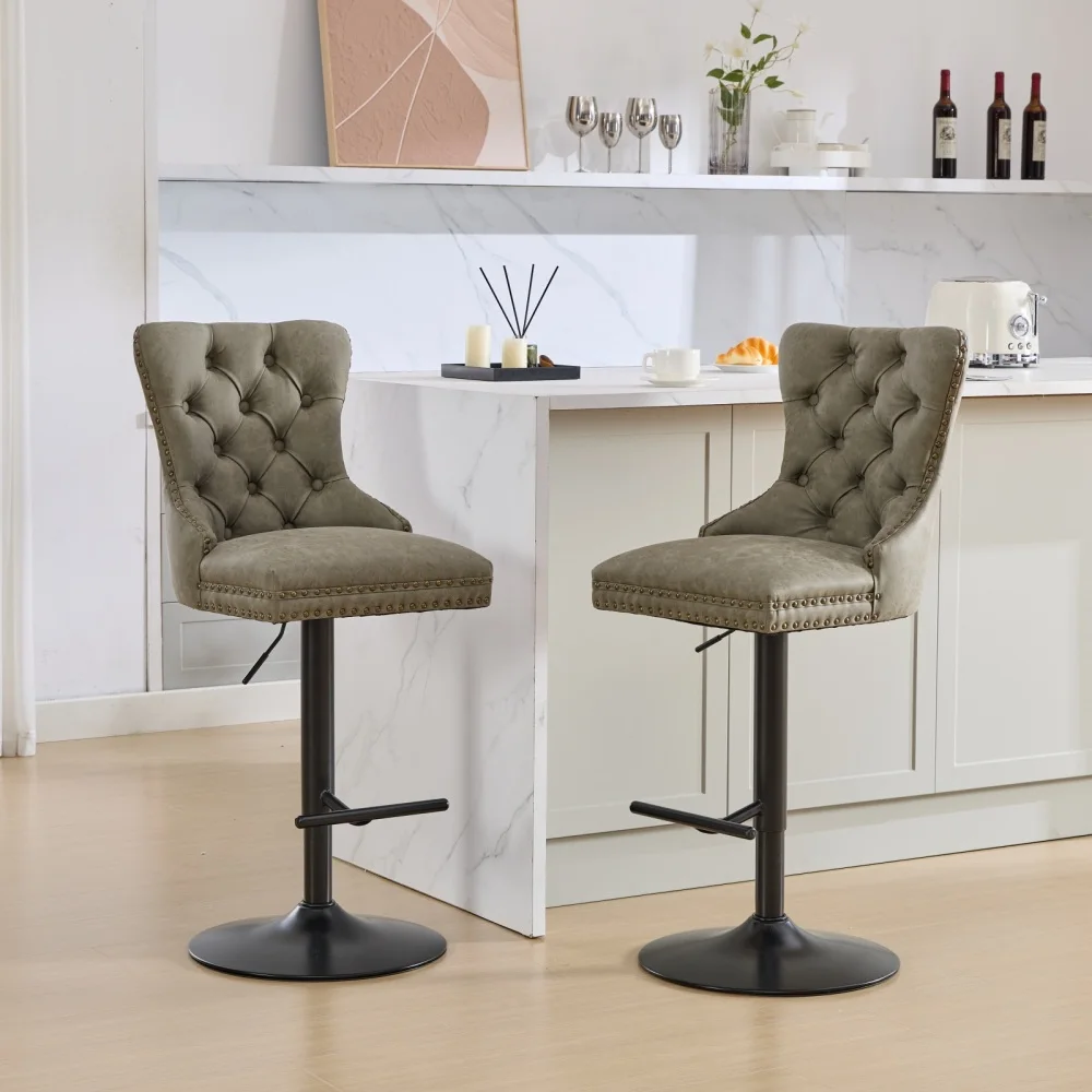 

Aged and Retro PU Swivel Barstools Seat Height From 26-33 Inch, Modern Bar Stools