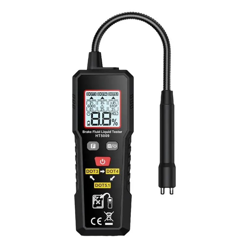 Brake Fluid Moisture Tester Digital Brake Fluid Tester Flexible Probe Backlit Oil Moisture Water Detection For DOT3/DOT4/DOT5.1