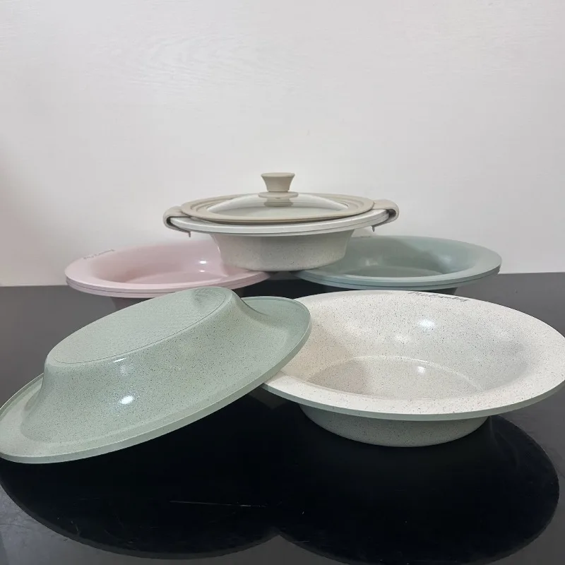 Ceramic Coated Non-stick Pan UFO Multi-purpose Cooking Pan Flat Bottom Removable Handle Pan Dish