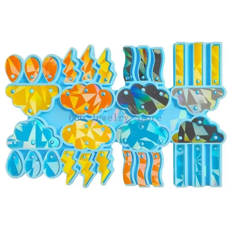 F2TD Versatile Silicone Mold Cloud Lightnings Earrings Mould Handmade Jewellery Molds