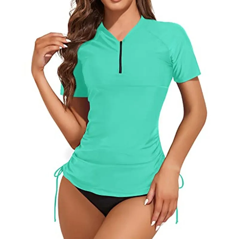 Bathing Suit Women European And American Solid Color Zipper To Cover The Belly And Look Thin Surf Suit Pleated Triangular Swimsu