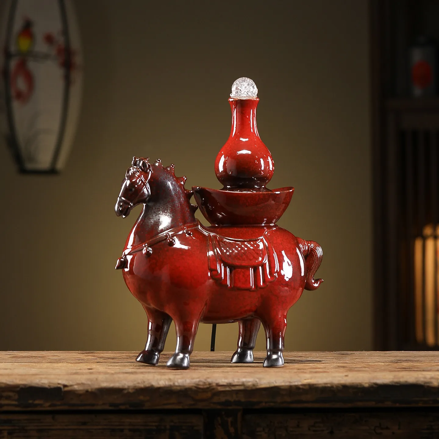 New Chinese-style flowing water circulation ornament is a success, attracting wealth immediately, office living room desktop