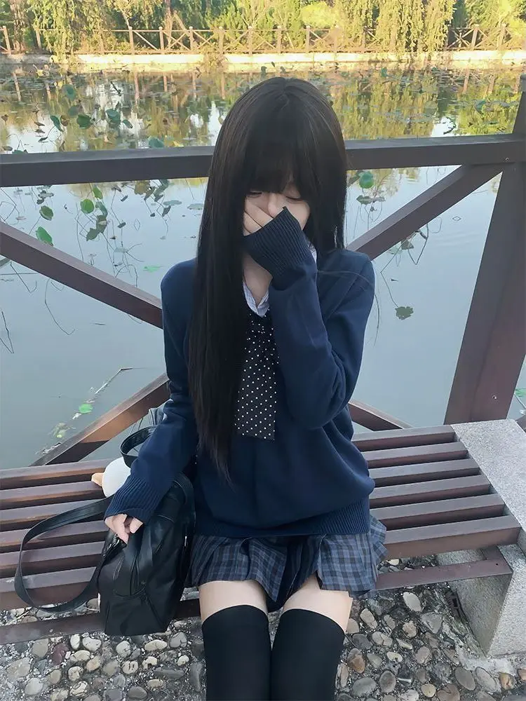 

Японский вязаный свитер-накидка JK для женщин, теплый, для весны, осени и зимы, для школы и повседневной носки