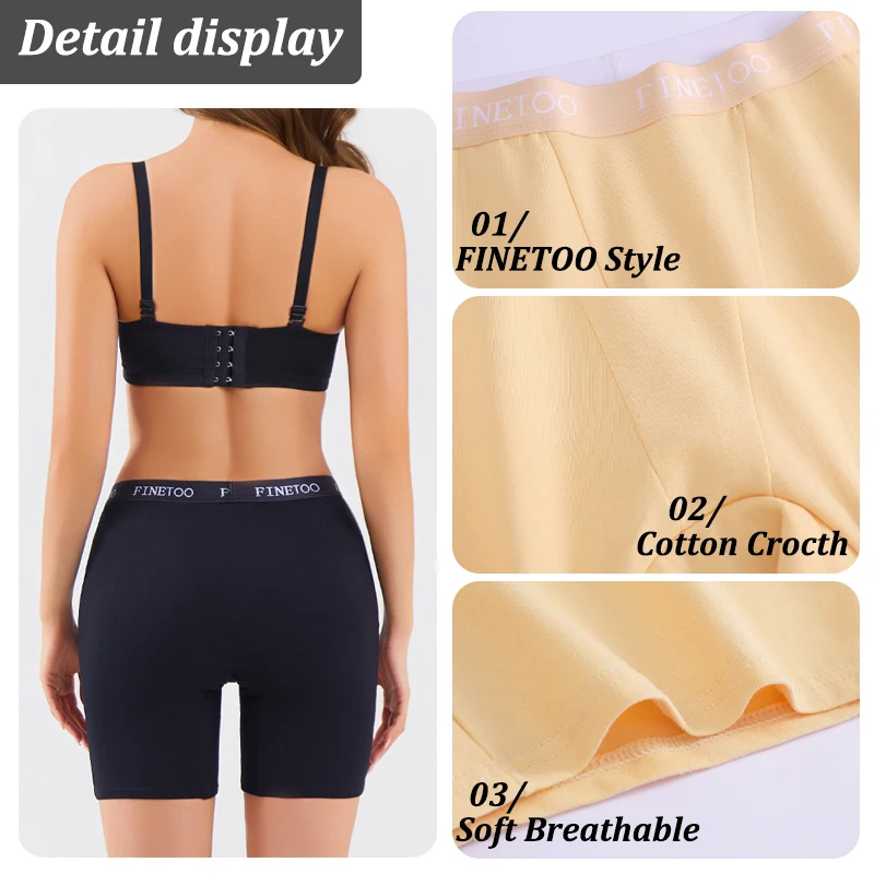 FINETOO 2Pcs/Set S-XXL Cotton Safety Sports Underpants Seamless Elastic Yoga Pantys Comfortable Boyshorts Female Outside Panties - Image 5