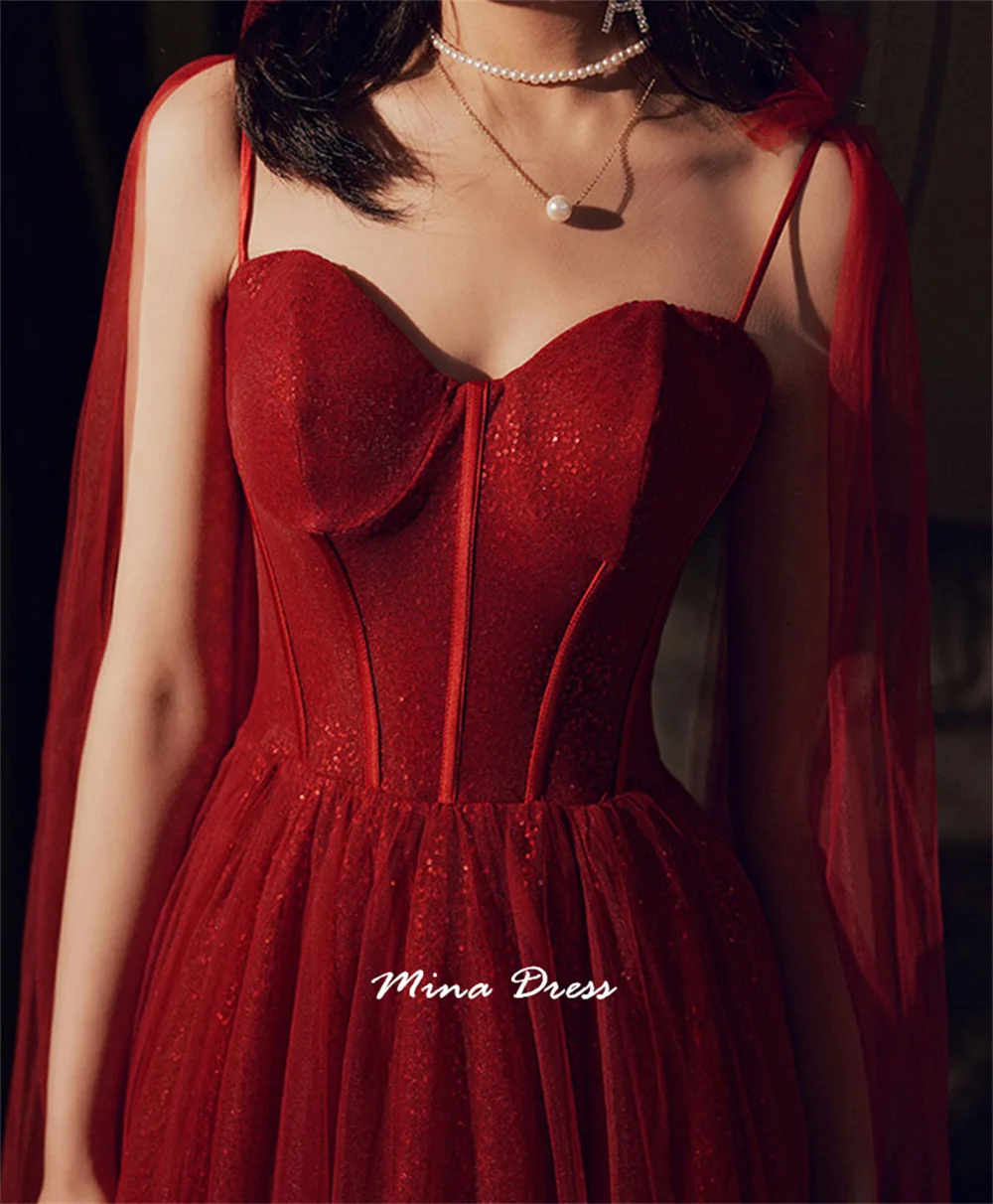 Mina mouwloze avondjurk luxe elegante bruiloftsgastjurken voor speciale gelegenheden op maat gemaakte pailletten lint achterkant