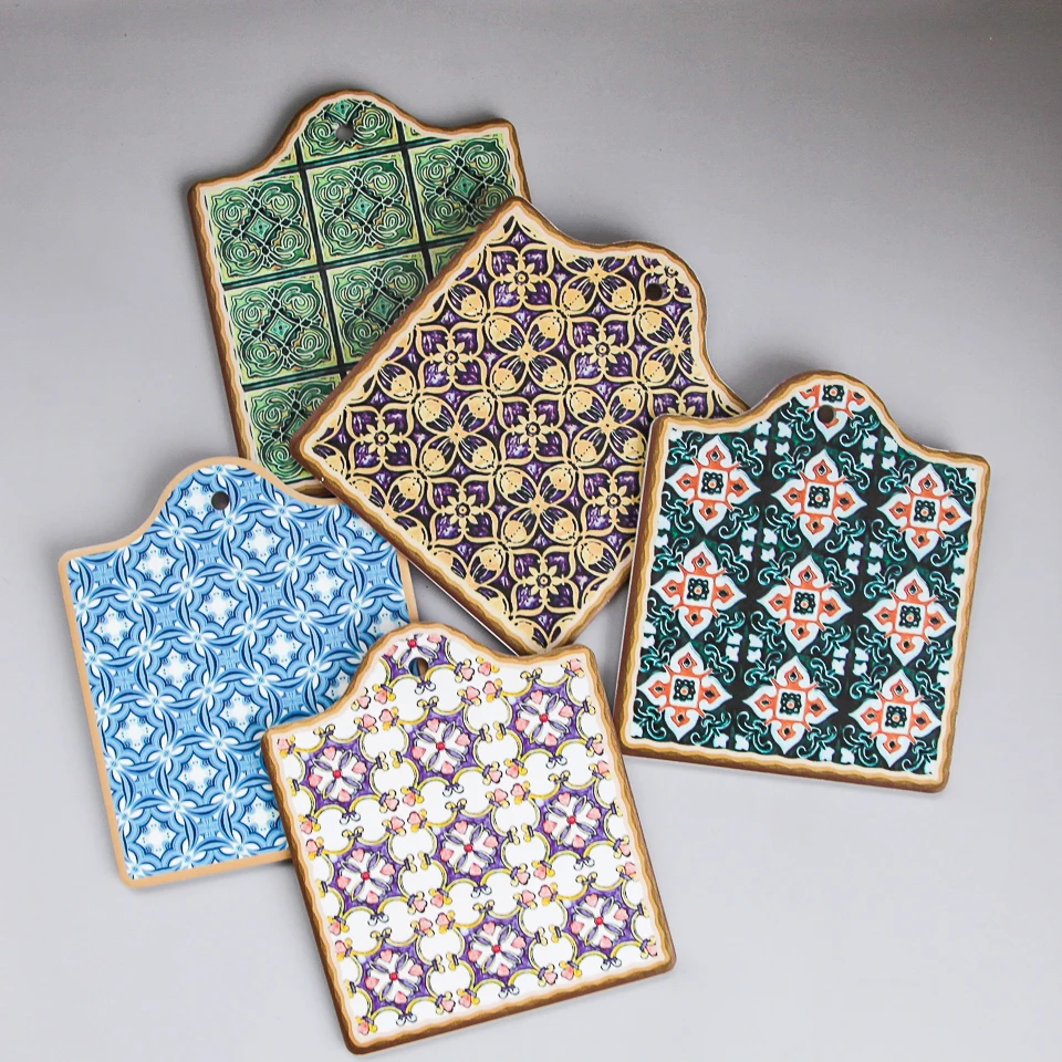 Moroccan Exotic Wind Ceramic Placemat Pot Pad Plate Heat Insulation Mat Retro Tile Placemat Gourmet Shooting Props Free Mail