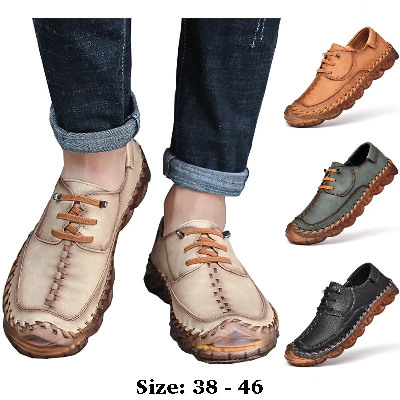 

high quality leather casual boat shoes for men low cut comfortable size 41 42 45 46 new 2025 autumn walking shoe black brown
