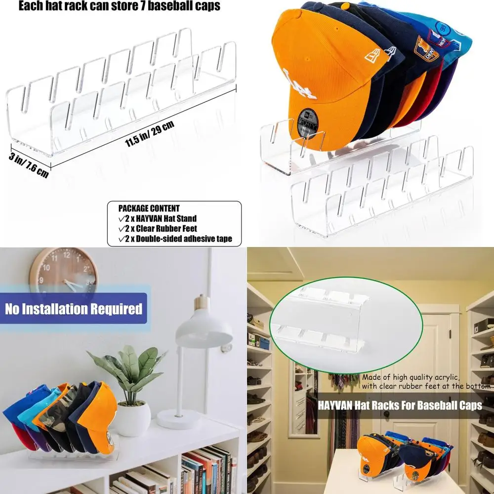 

Набор из 2 акриловых подставок для головных уборов и бейсболок - Прозрачная витрина для спальни или гардеробной