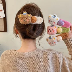 Plush Bear Hair Clip for Women Fashion Large Duckbill Clip Sweet Cute Girl Side Clip Hairpin