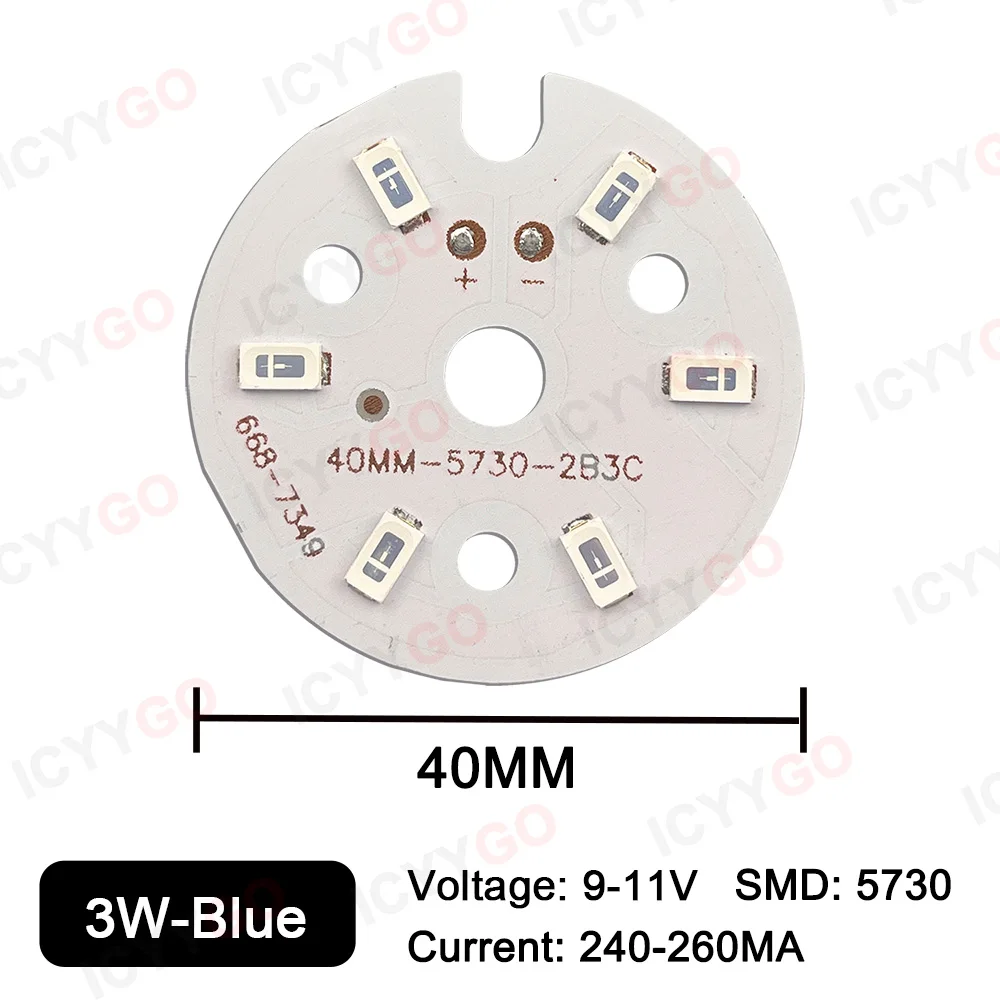 Smd5730 led chip 3w lâmpada grânulo branco quente vermelho verde azul violeta placa de fonte de luz dourada placa de lâmpada de alumínio para lâmpada led