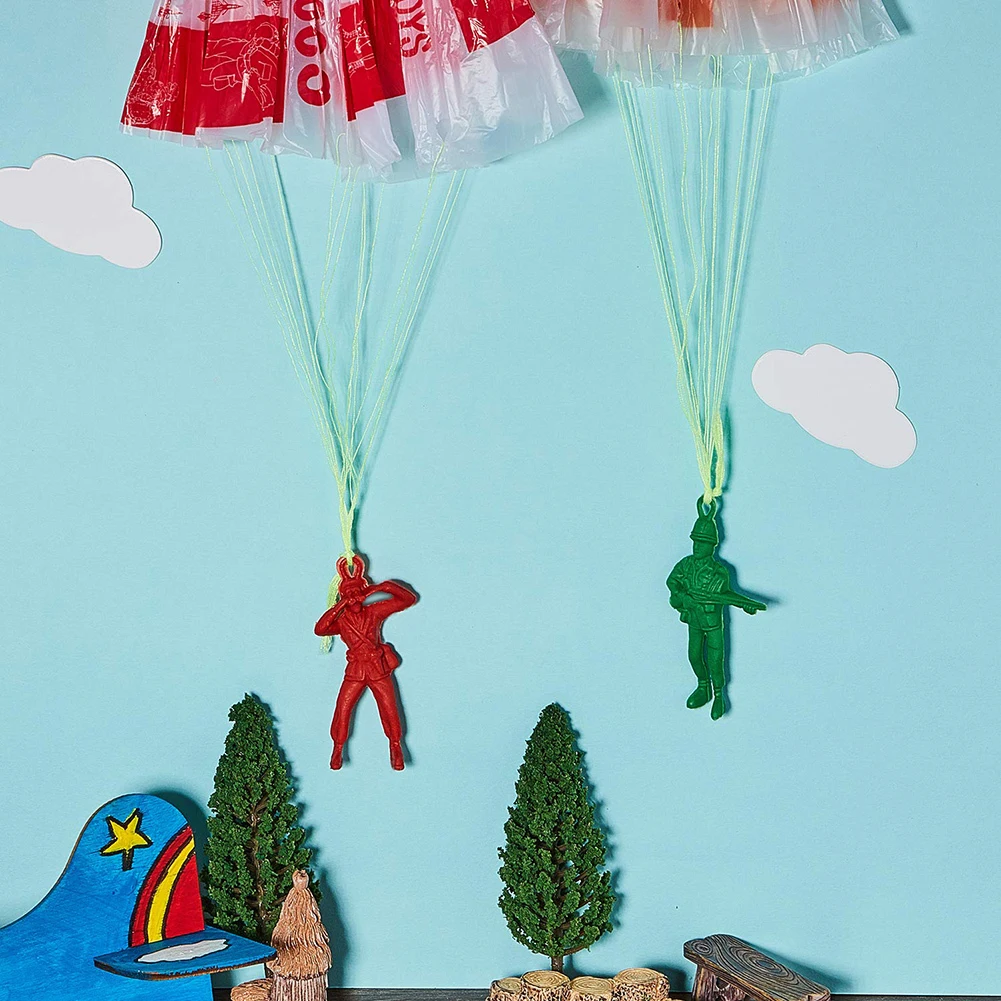 10 Sets Kinderen Parachute Speelgoed Gemakkelijk Te Spelen Kinderen Gooien Parachutes Met Figuur Soldaat Plastic Grappig Strand Speelgoed Kinderen Spel