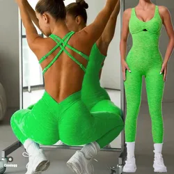 2026 Pad Adjustable Form Women Yoga Set One Piece Jumpsuit Gym Exercise Legging Fitness Workout Pant Active Outfit Wear XP300