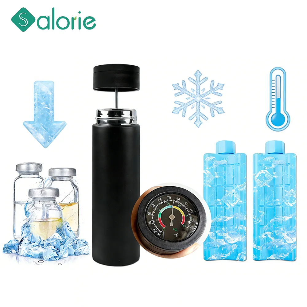 Insulin Cooler Cup , Travel Case with Temperature Display Stainless Steel Insulin Cooling Bottle for Diabetics Medicine Storage