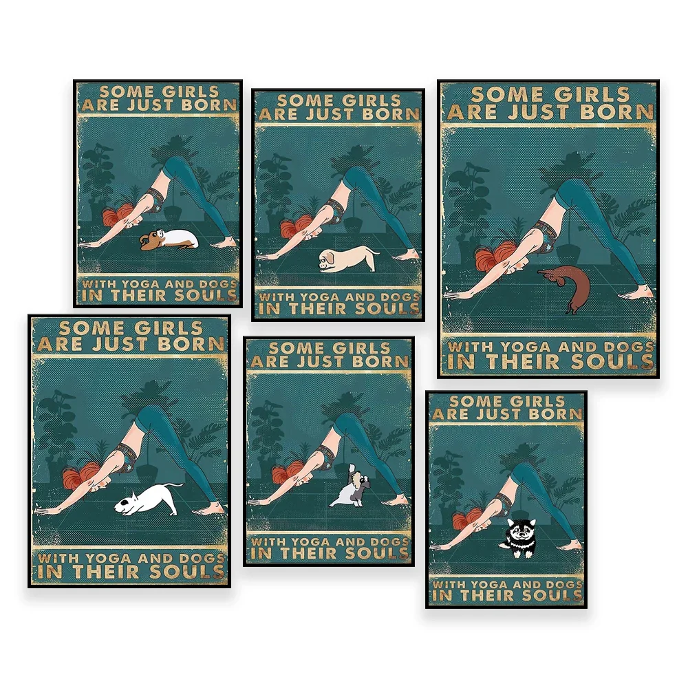 

Some girls are just born with yoga and dogs in their souls Poster, Retriever Poster, Funny dog Wall Decor, yoga Poster