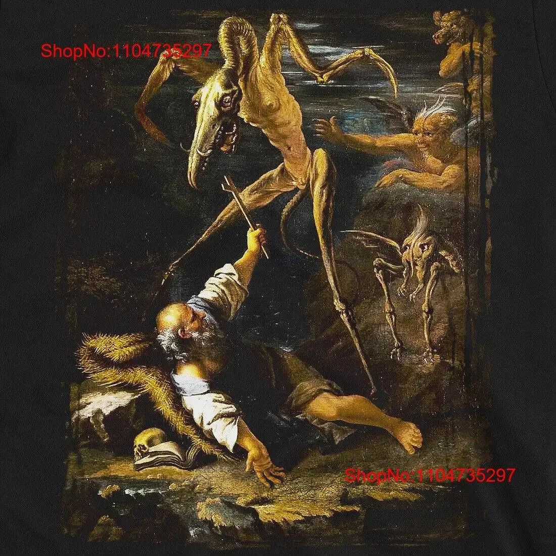 La tentation de Saint Anthony Salvator Rosa t-shirt vintage lavé vêtements de créateur haut pour un usage quotidien mode polyvalente