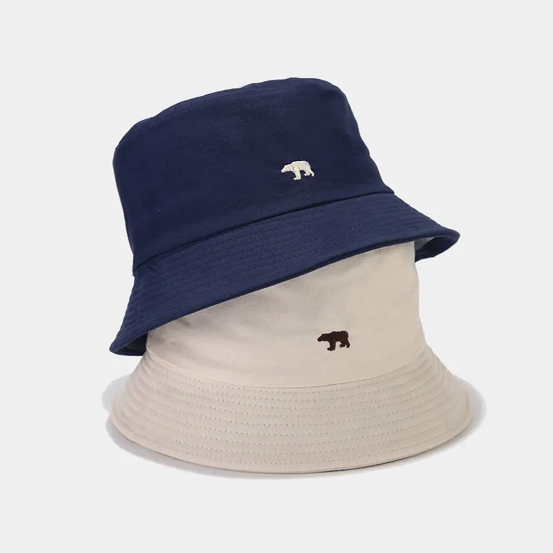 

2023 Spring Cotton Cartoon Bear Embroidery Bucket Hat Fisherman Hat Outdoor Travel Sun Cap For Men And Women 131