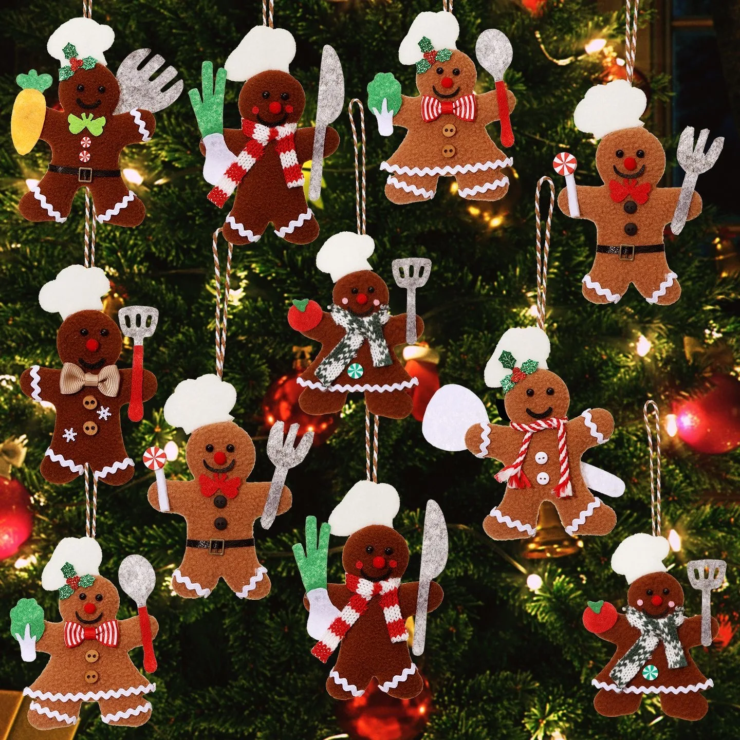

7 шт., мультяшный фетровый пряничный человечек, брелок для переодевания шеф-повара, рождественская елка, подвесная игрушка, подарки, украшение сцены, оптовая продажа, игрушки