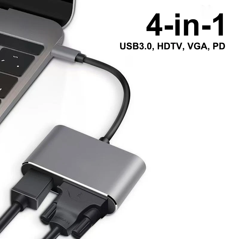 USB C hub Adapter Type C Hub Adapter for MacBook Air with HDTV4K VGA 1080P USB 3.0 Port and 100w PD Charging for MacBook iPad