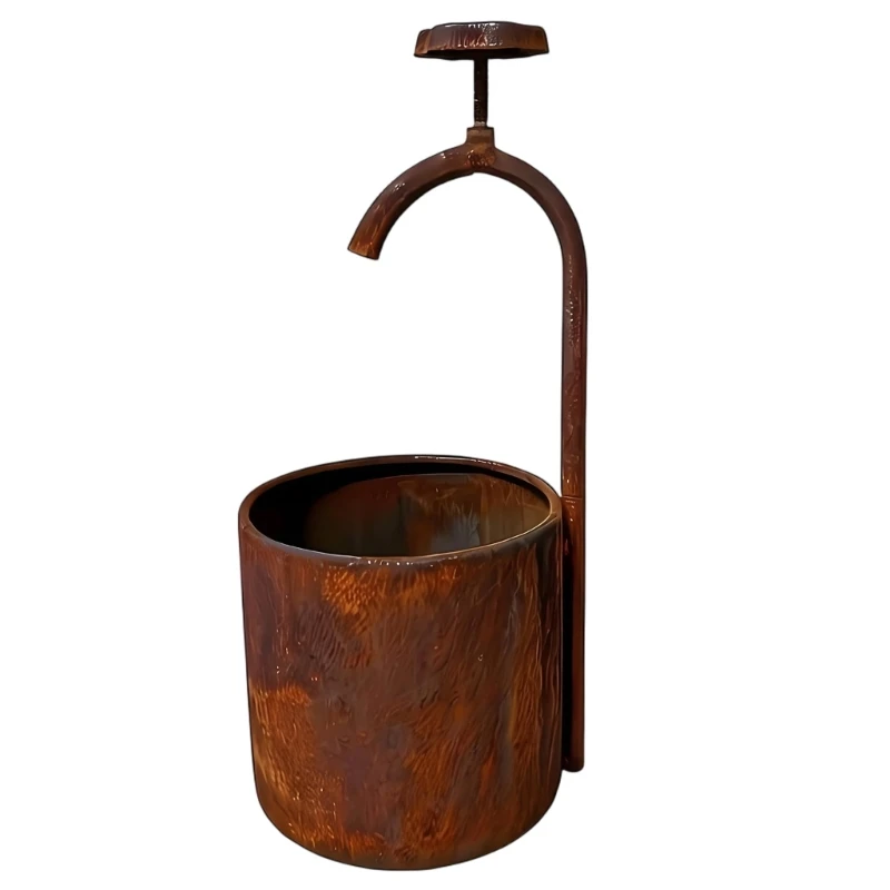 Metall-Blumentopf, antikes Brunnen-Design, Gießkanne, Pflanzgefäß, Blecheimer, perfekt für Hof- und Rasendekoration, 3 x – Detail 1