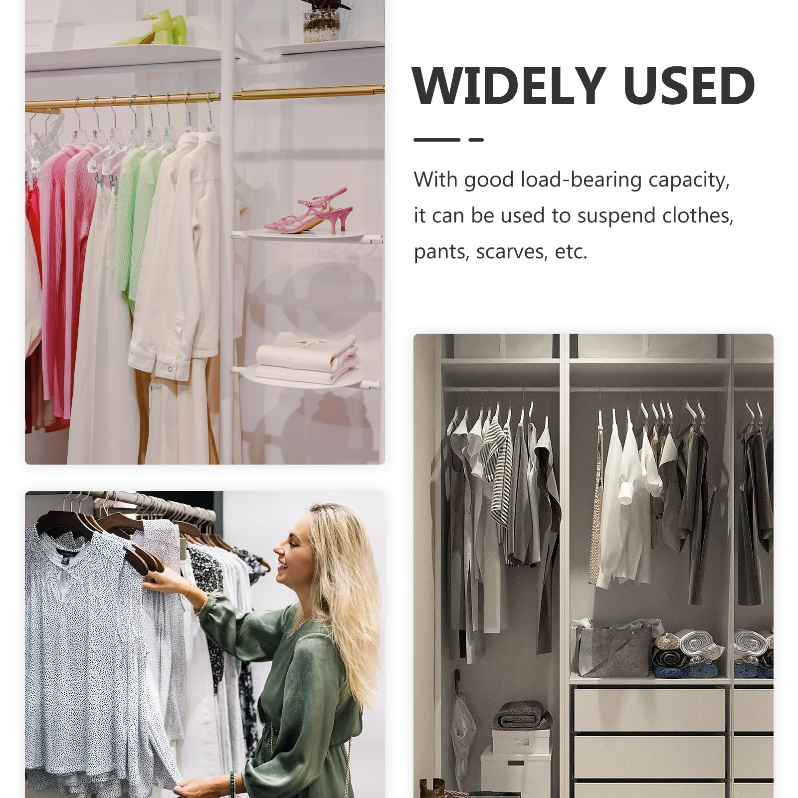 

Stainless Steel Adjustable Closet Rod Heavy Duty Wardrobe Clothes Hanging Bar Clothes Rail Closet Pole Multipurpose Rod