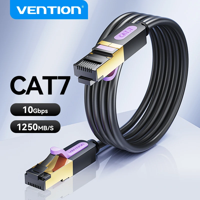 Vention Cat 7 Ethernet Cable 10Gbps High Speed Flat Gigabit STP RJ45 LAN Cable Cat7 Network Cable Patch Code for Router Ethernet