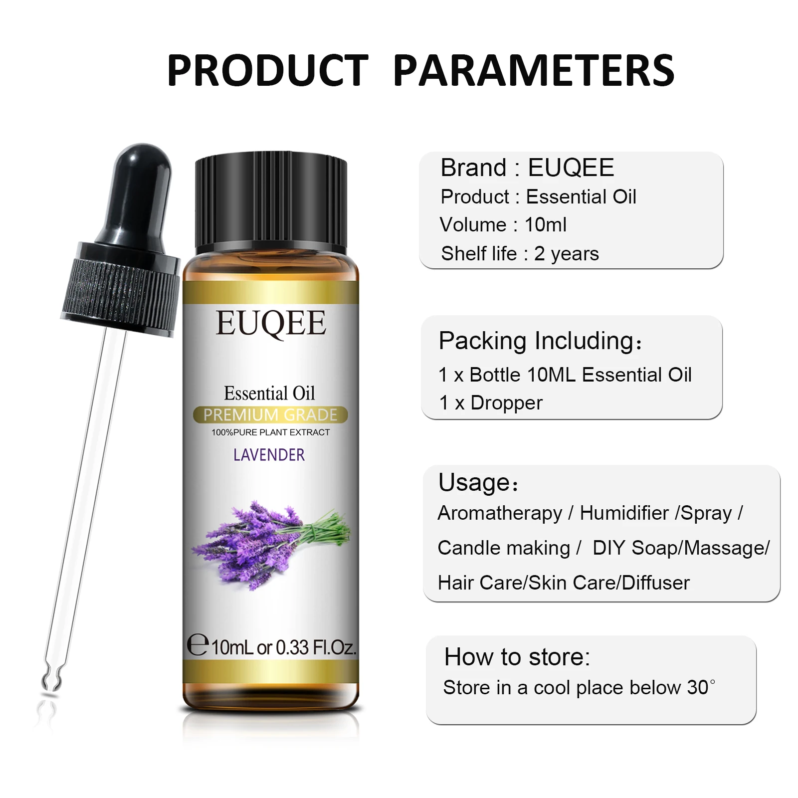 EUQEE 35 Bottles Essential Oils with Dropper Jasmine Lemon Neroli Tea Tree Lavender 10ml Aroma Oil For DIY Soap Candle Making