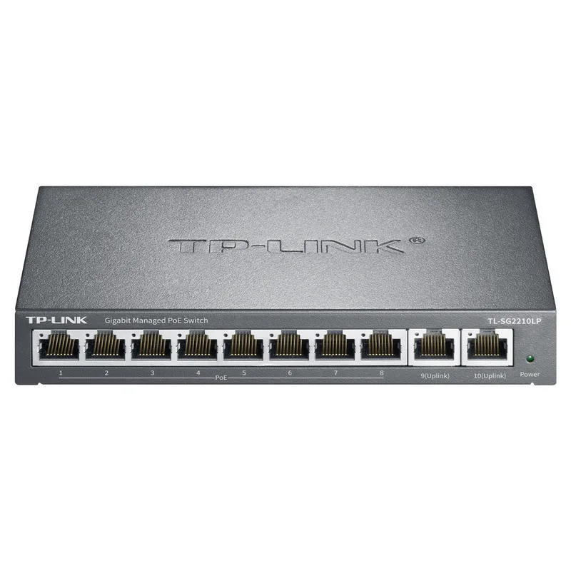 Switch PoE Gigabit TP-LINK a 10 porte con porta RJ45 Base-T PoE a 8 porte e 2 dispositivi di continuità Gigabit