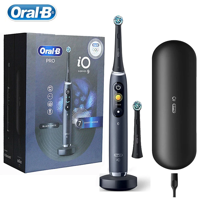 

Oral B iO Series 9 3D Smart Electric Toothbrush Pressure Sensor Visible Timer AI Tracking Brush 7 Modes with Charge Travel Case