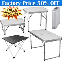 BRIEFNESS Adjustable Height Folding Camping Table - Portable Picnic Desk with Carry Handle for Indoor Outdoor Garden Party BBQ
