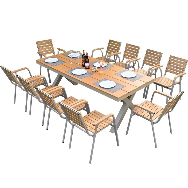 Outdoor aluminum alloy plastic wood tables , courtyard balcony, outdoor leisure chair, garden combination,