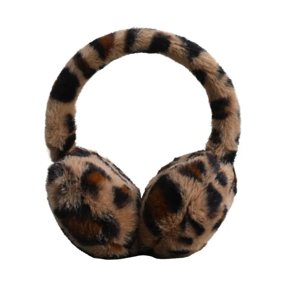 Warmer Foldable Thickened Ear Muffs Print Windproof Plush Ear Muffs Hairband Simple Leopard Earmuffs Outdoor