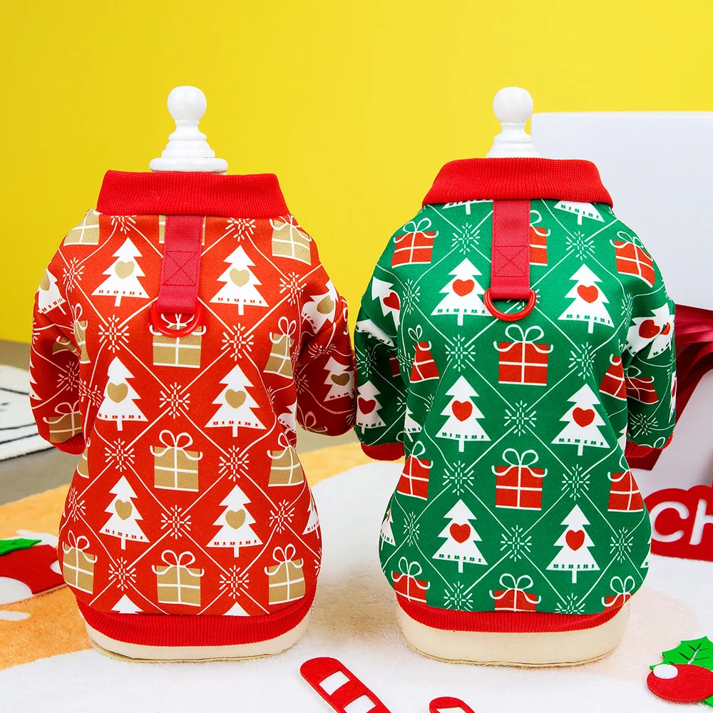 

Puppy Dog Christmas Clothes Soft Cat Clothes T-shirt Cute Christmas Tree Pet Clothing For New Year Warm Clothes Costume Yorkies