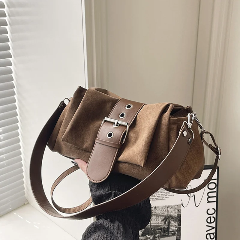 Damen-Achseltaschen aus Kunstwildleder, modische, geraffte Damen-Umhängetasche, Damenhandtasche, kleine Unterarmtasche, Bolsa Feminina – Detail 17